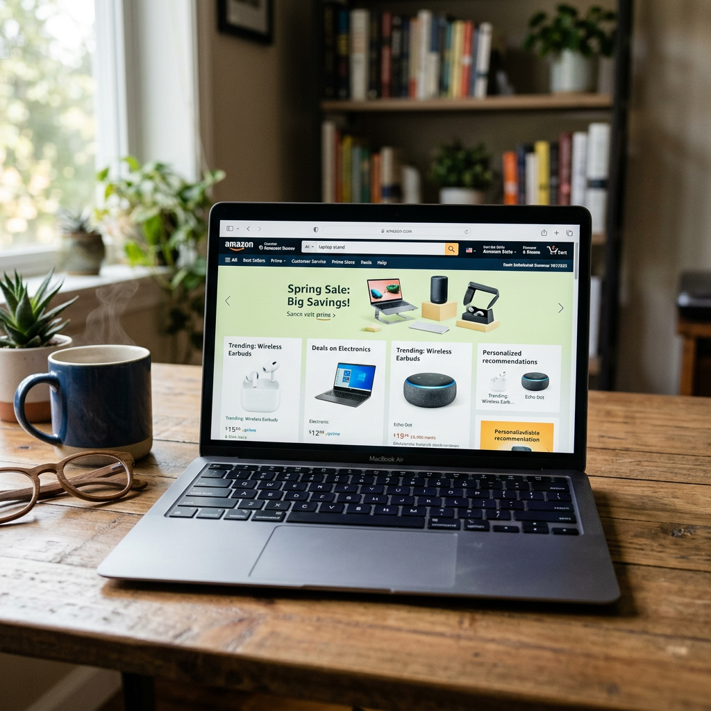 Amazon on laptop screen